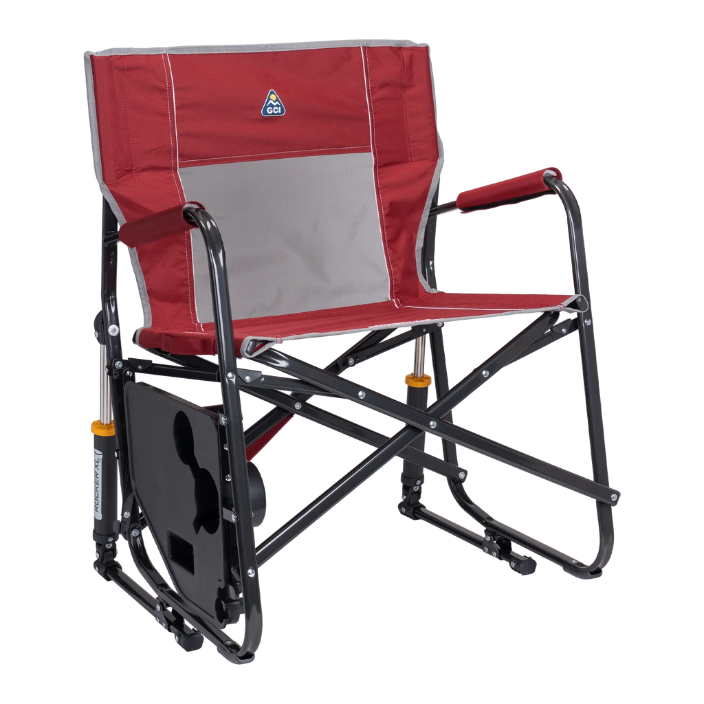 Premium All-Weather Freestyle Rocker XL with Side Table - Choice 836 - Patented Spring-Action Rocking Chair for Camping Detail