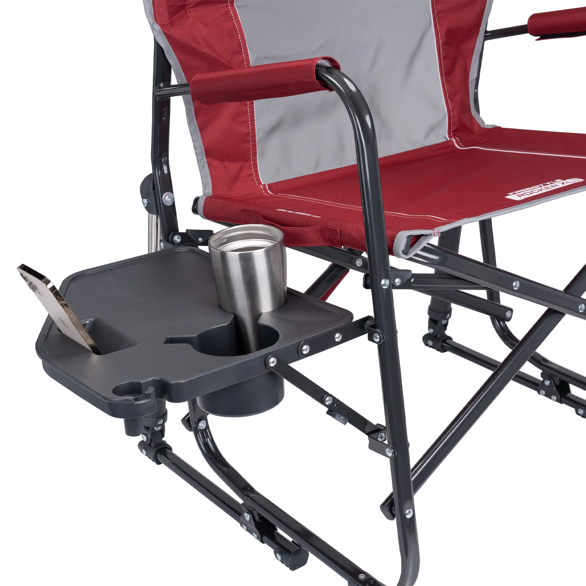 Premium All-Weather Freestyle Rocker XL with Side Table - Choice 836 - Patented Spring-Action Rocking Chair for Camping Detail