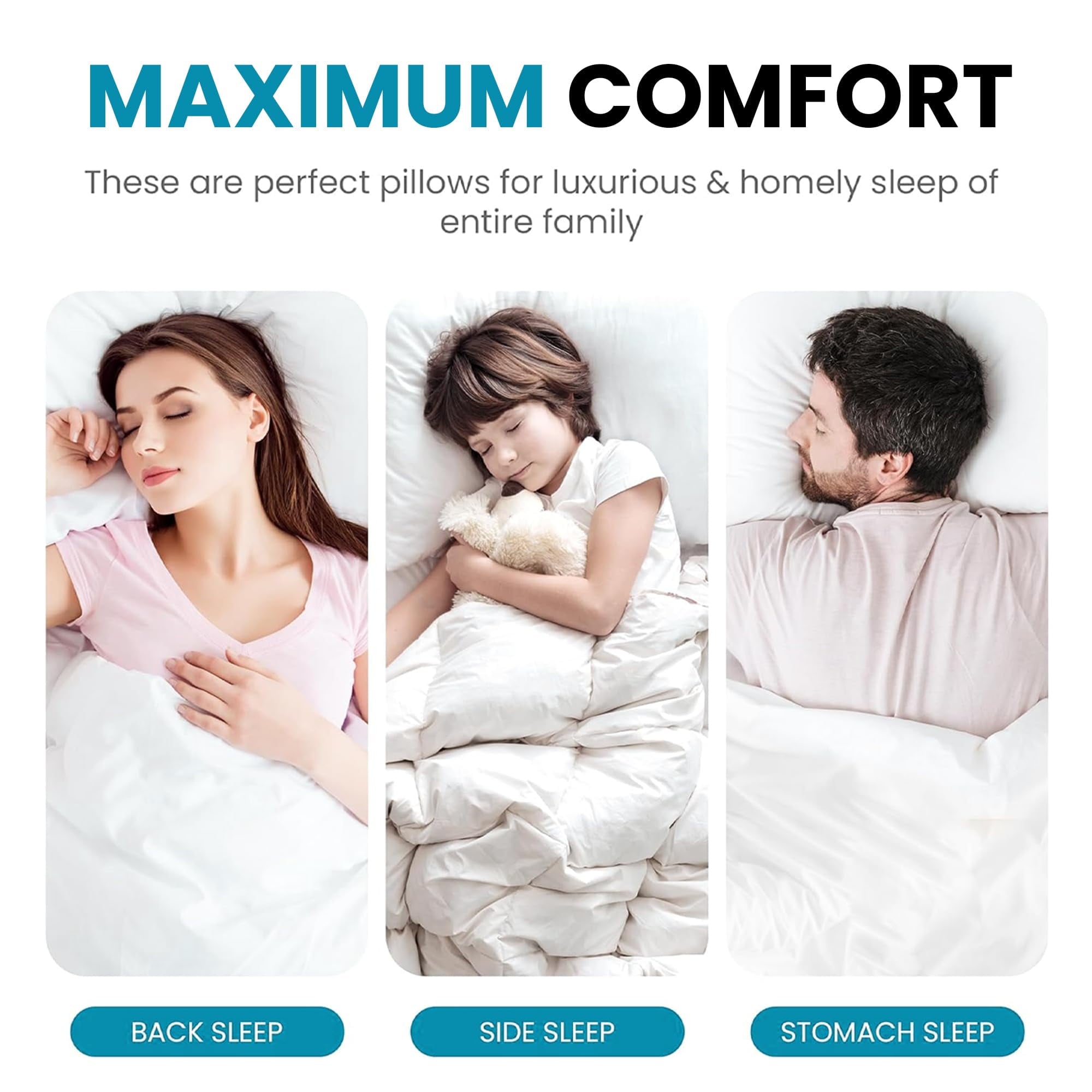 Decorative Plump 2-Pack Standard Bed Pillows – Soft, Breathable & Hypoallergenic for Better Sleep - Ergonomic Memory Foam Pillow for Neck Pain Support Detail