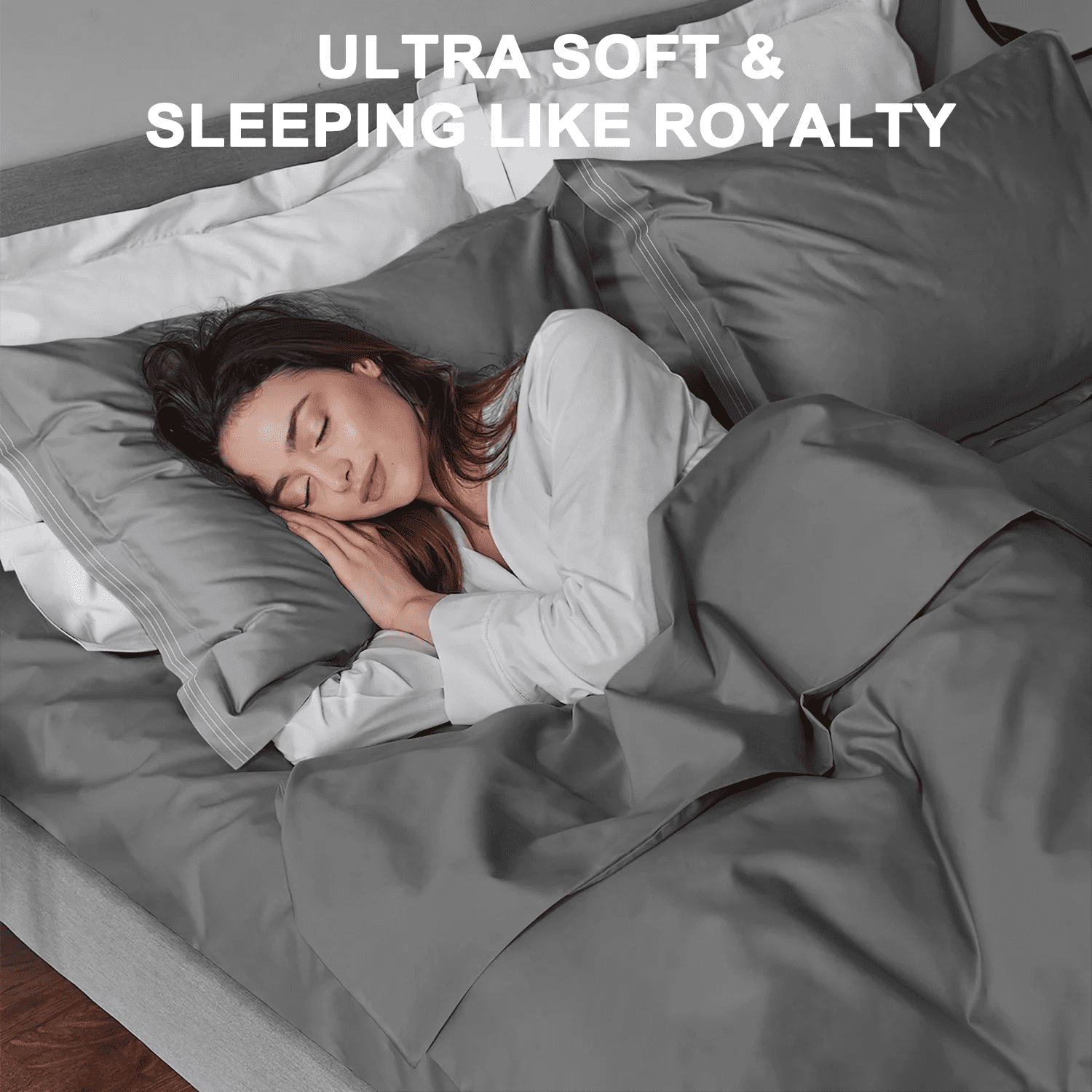 Breathable Luxury 4 Piece Bed Sheet Set, Queen Size Upgraded Cooling Deep Pocket Comfy Breathable Hotel Luxury Bedding, Extra Soft Wrin... - Breathable Egyptian Cotton Flat & Fitted Sheets Detail