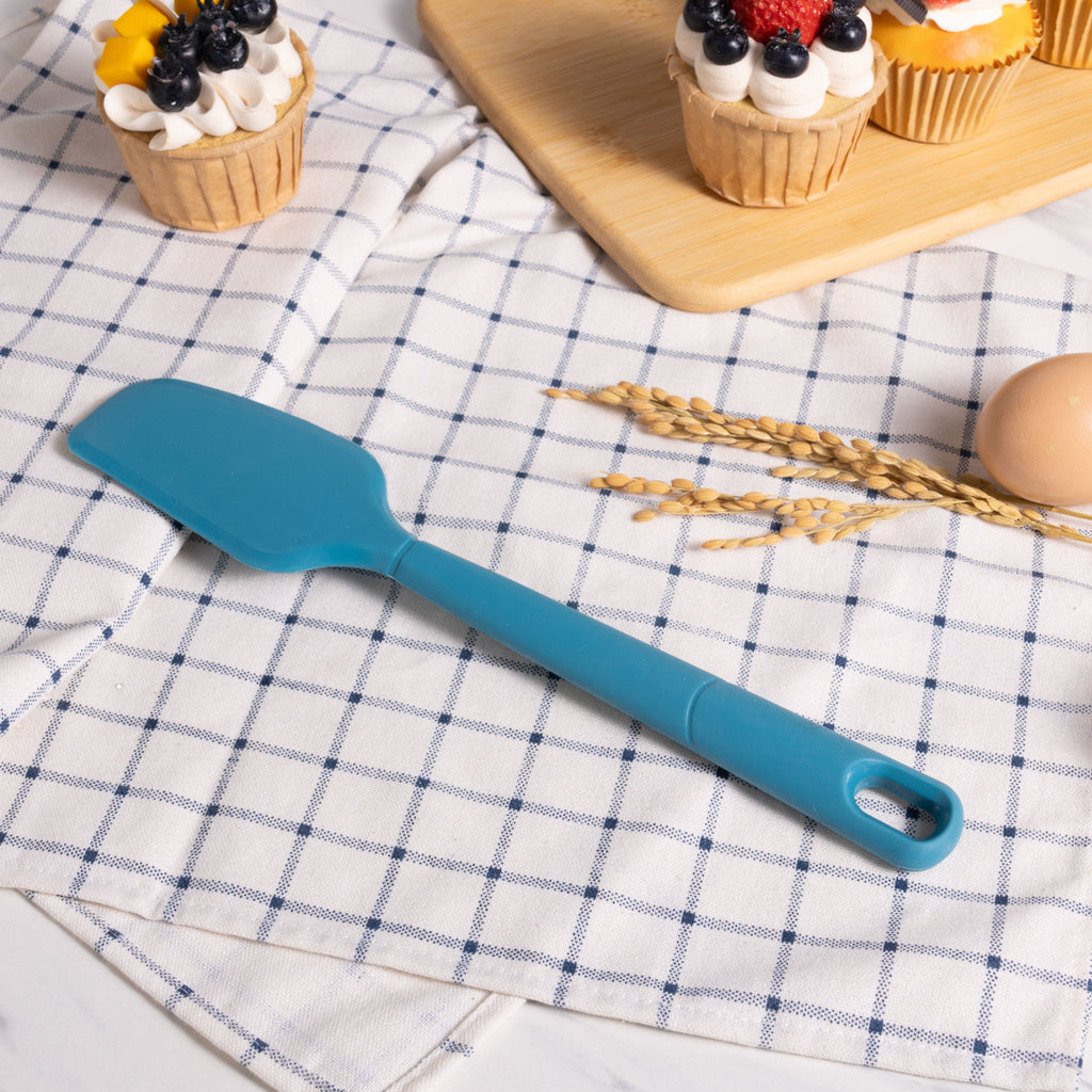 Durable Steel Silicone Food- Grade Blue 10.55" L Kitchen Spatula - High-Precision Culinary Tool for Baking & Cooking Detail