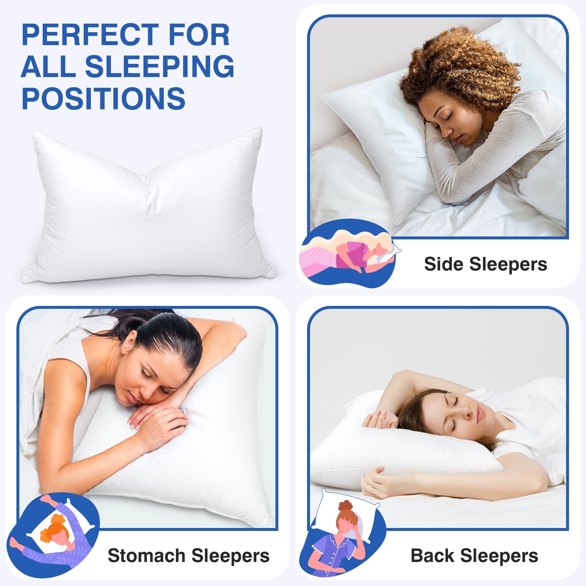 Orthopedic Support Pillows and Bed Pillows Queen Size for Sleeping,With 2 Set of Soft Cotton Cover- Pack of 2 - Hotel Quality Plush Sleeping Pillows Detail