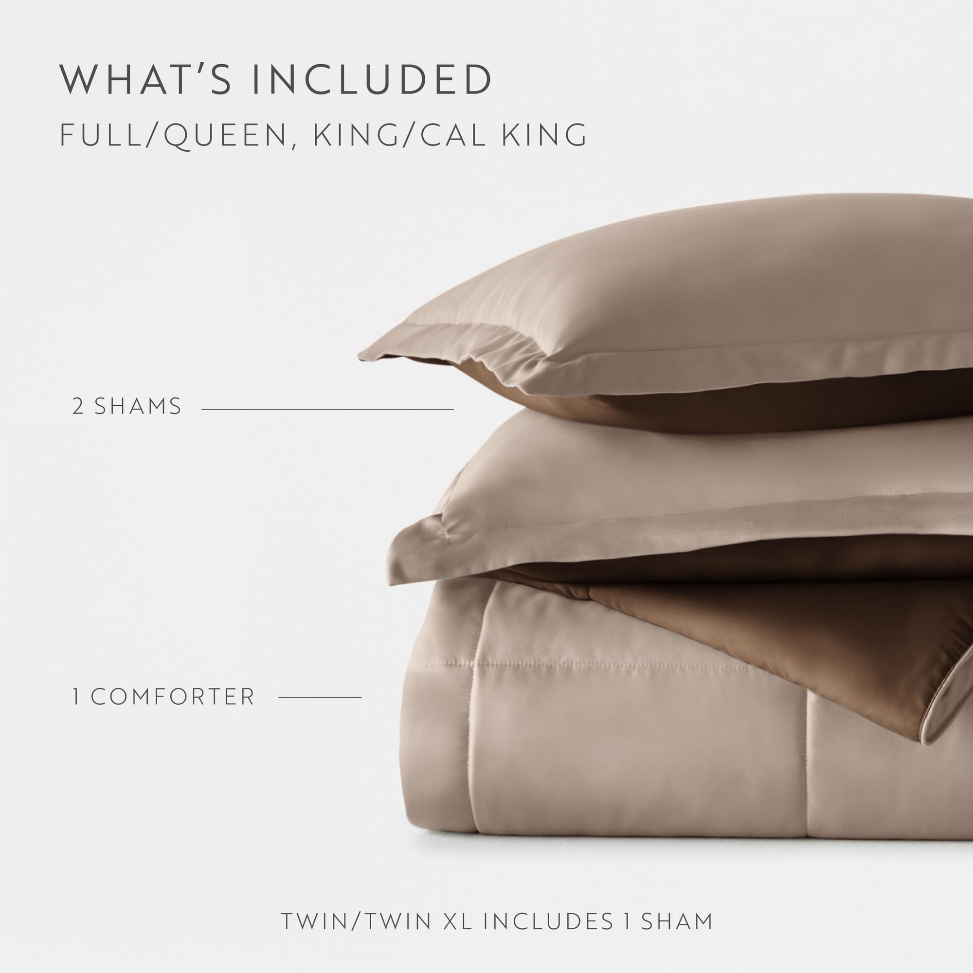 Fluffy Down Alternative All Season Reversible Comforter Set Breathable Cool in Taupe & Chocolate Brown Full/Queen Size Bedding - Luxurious Quilted Duvet Cover Set Detail