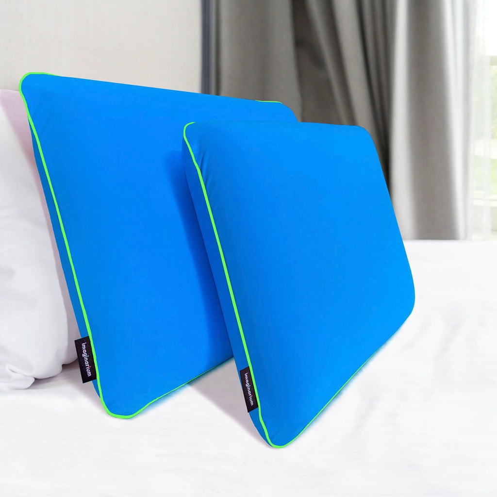 Fluffy Shredded Memory Foam Fun Pillow with Cool-to-the-Touch Cover, Standard/Queen, Cosmic Blue, 2 Pack - Orthopedic Shredded Foam Bed Pillow Set Detail