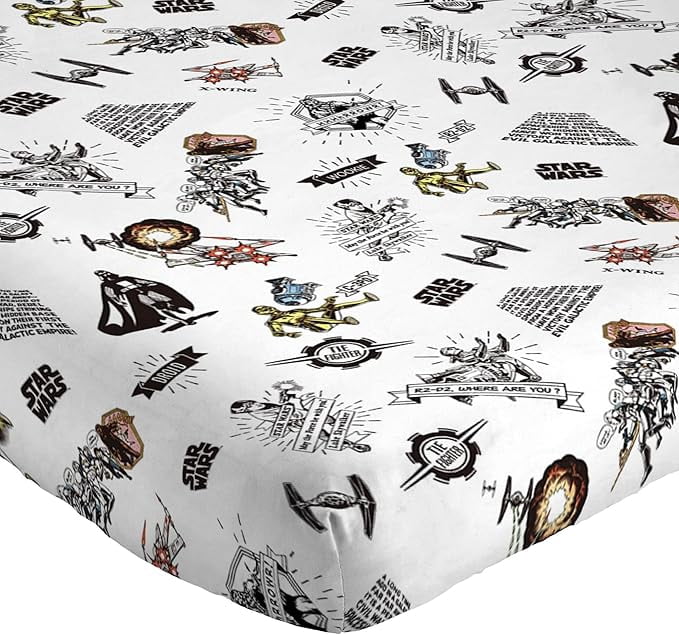 Cooling Sateen T-Shirt Comic 3 Piece Twin Size Bed Sheets Set - Disney Space Theme Bedding - Cooling Hotel Quality Bedding Sheets and Pillowcases Detail