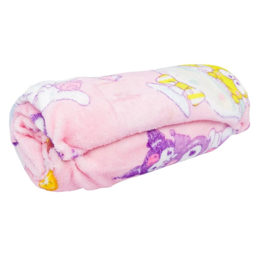 Super Soft Flannel Hello Kitty Soft and Friends Silky Fleece Throw 40"x50" Kids Blanket "Cool Treat" - Super Soft Reversible Sherpa Flannel Blanket Detail
