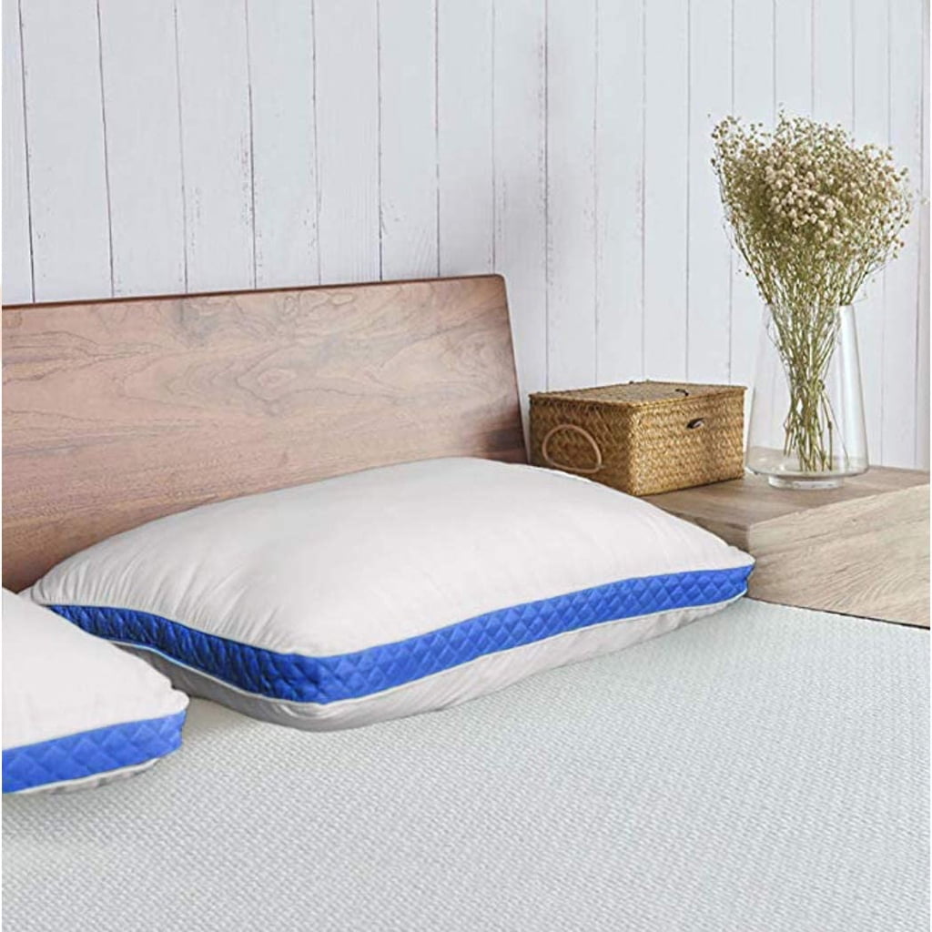 Hotel Collection Gusseted Quilted King Size Bed Pillows Set of 2, Blue Bed Pillows for Side Sleepers and Back Sleepers - Hotel Quality Plush Sleeping Pillows Detail