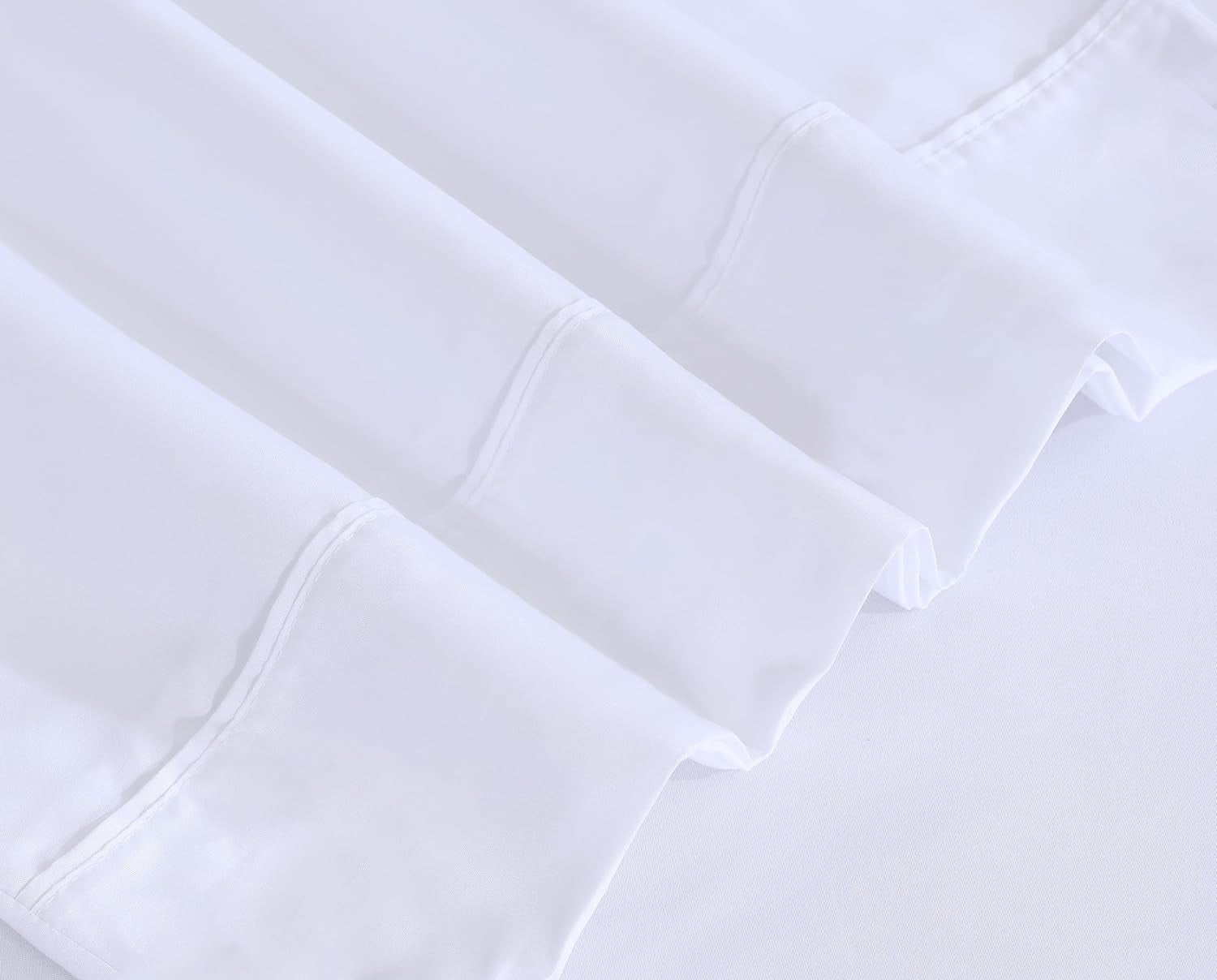Cooling Sateen Set - Luxurious Silky Soft Microfiber Bedding - Cozy & Comfy - 15 inch Deep Pocket (Fits up to 17") Hotel Bed - 4 Pcs... - Breathable Egyptian Cotton Flat & Fitted Sheets Detail