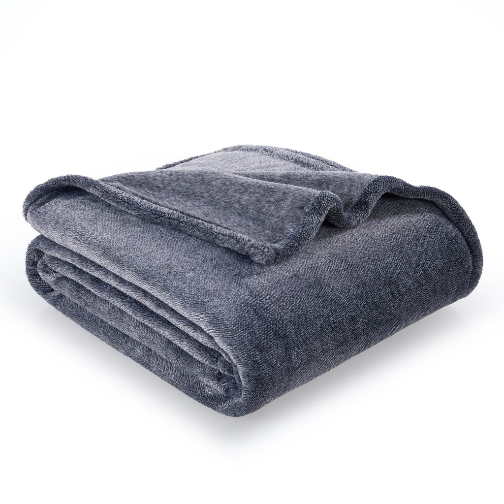 Super Soft Flannel Plush Heathered Soft Oversized Throw Blanket, Gray - Luxury Knitted Decorative Throw Blanket with Fringes Detail