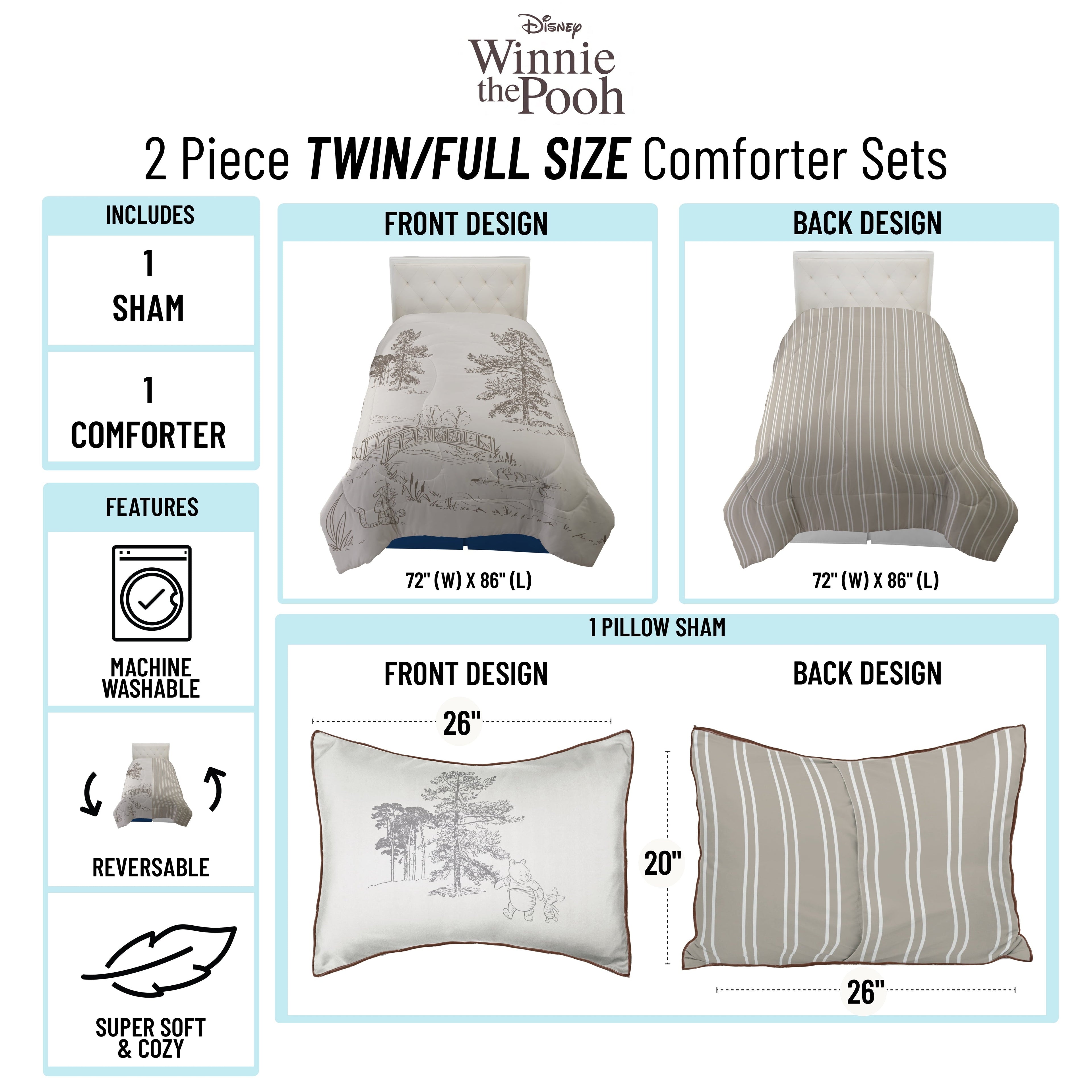Hypoallergenic Cloud Kids 2 Piece Khaki Comforter and Sham Bedding Set, Twin/Full - Hypoallergenic Ultra-Fluffy Quilt for Winter Detail