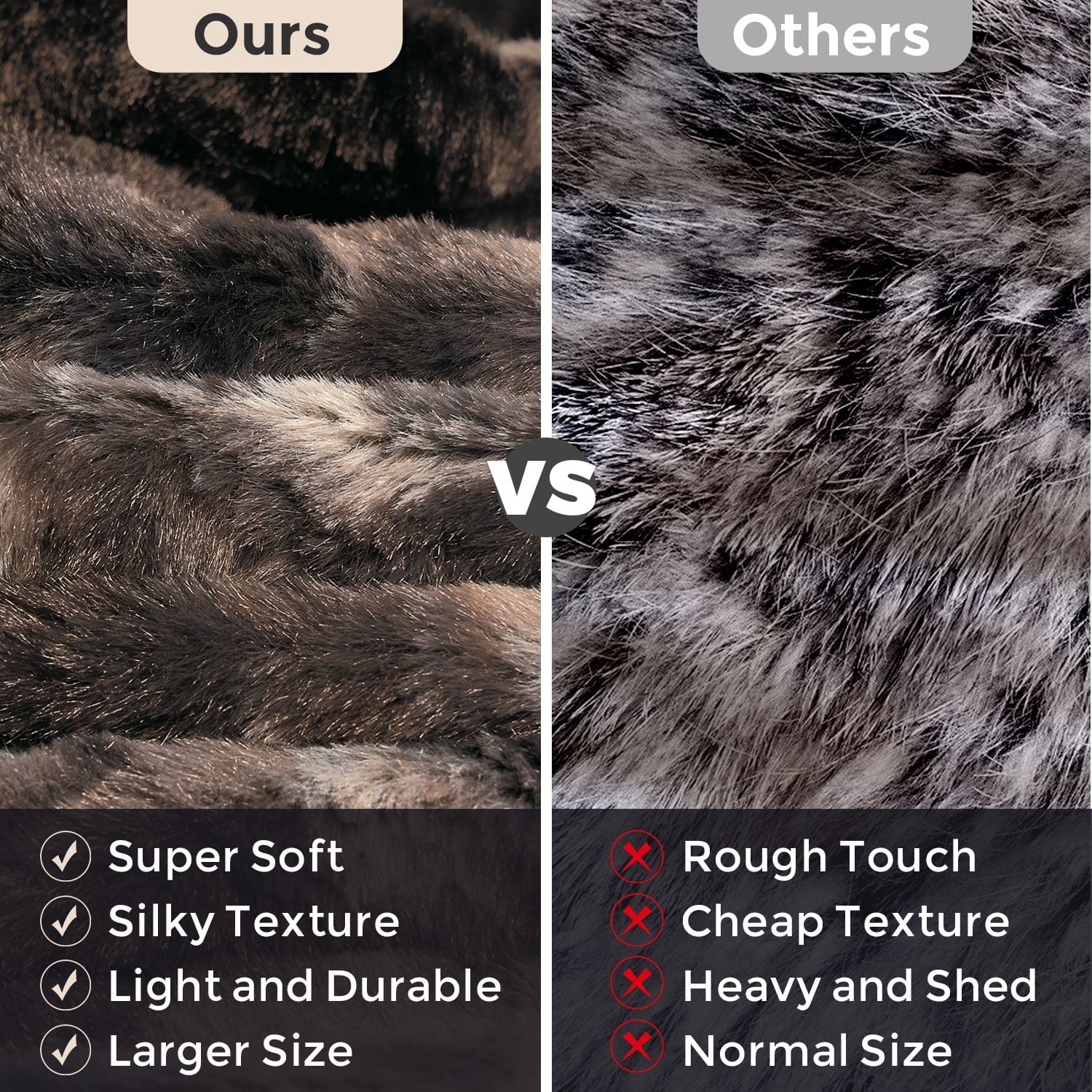 Reversible Sherpa Faux Rabbit Fur Throw Blanket- 50x60 inches, Soft Fluffy Cozy Warm Fuzzy Machine Washable, Durable Blanket for Couch ... - Lightweight Plush Warm Blanket for All Seasons Detail