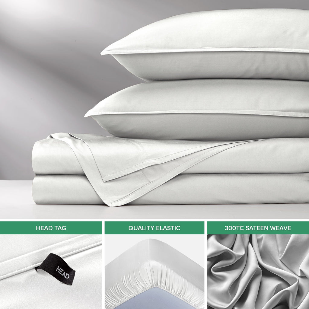 Cooling Sateen Sheets King Size Bed Sheet 4 Piece Set, Genuine 100% Organic Bamboo Viscose, Luxuriously Soft & Cooling, Double Stitc... - Premium Ultra-Soft Pillowcase Pair for Sleeping Detail