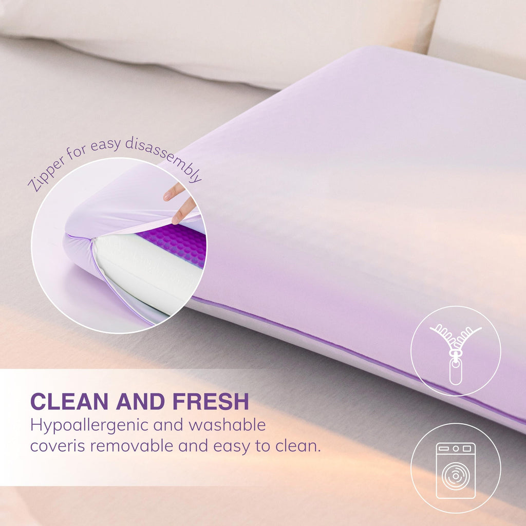 Hotel Collection Memory Foam Pillow, Cooling Gel Bed Pillow, Queen, Purple - Hotel Quality Plush Sleeping Pillows Detail