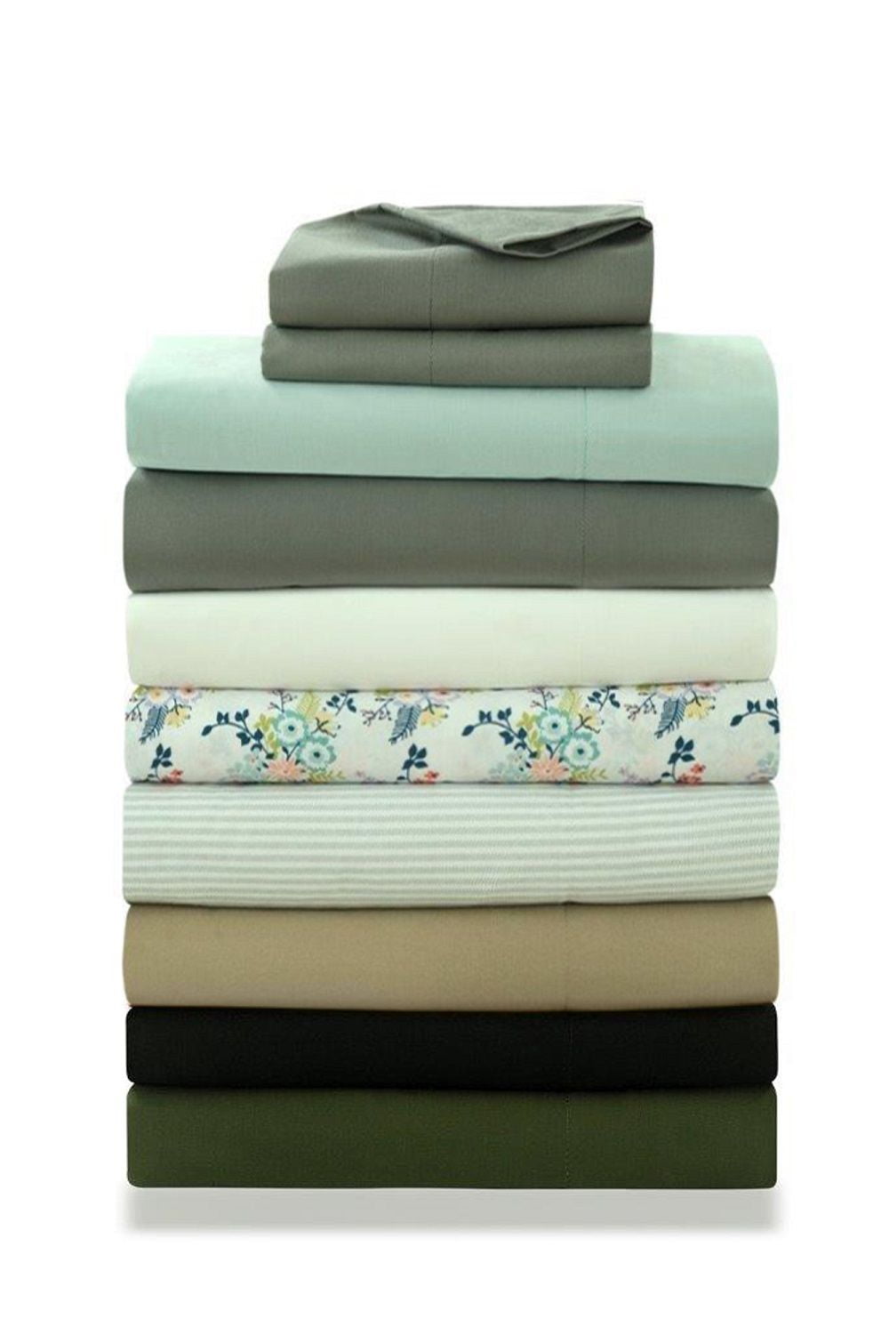 Premium Egyptian Cotton Easy Care 300 Thread Count Cotton Rich Percale Sheet Set, King, Grey Stripes - Luxury Bed Sheet Set with Deep Pockets Detail