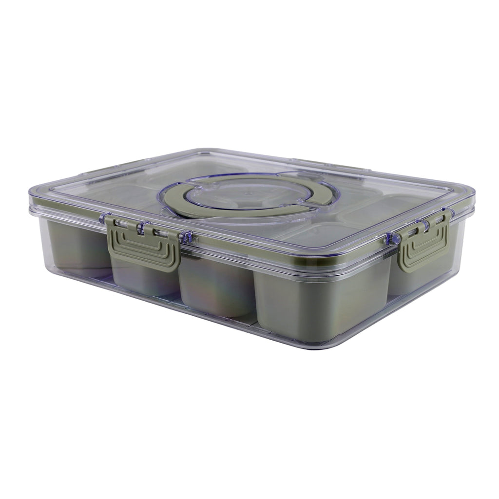 Fun Food Fidget 8-Compartment Snackle Box, Charcuterie and Snack Container, Divided Serving Tray with Lids and Handle, Dishwasher Saf... - Squishy Dohnut Sweet Treat Shaped Stress Toy Detail