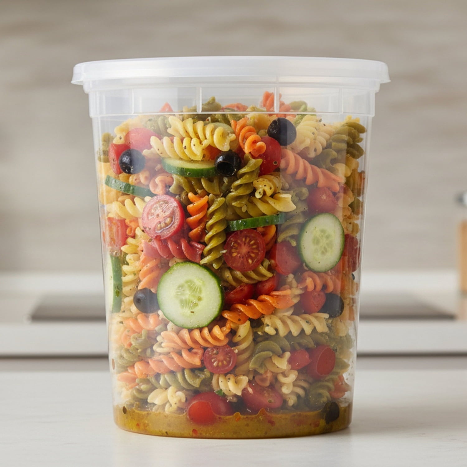 Playful Geometric 40 Piece 32oz Plastic Deli Container, Ideal Use for Meal Prep and Batch Cooking - Deliciously Soft Cupcake Sensory Glob Detail
