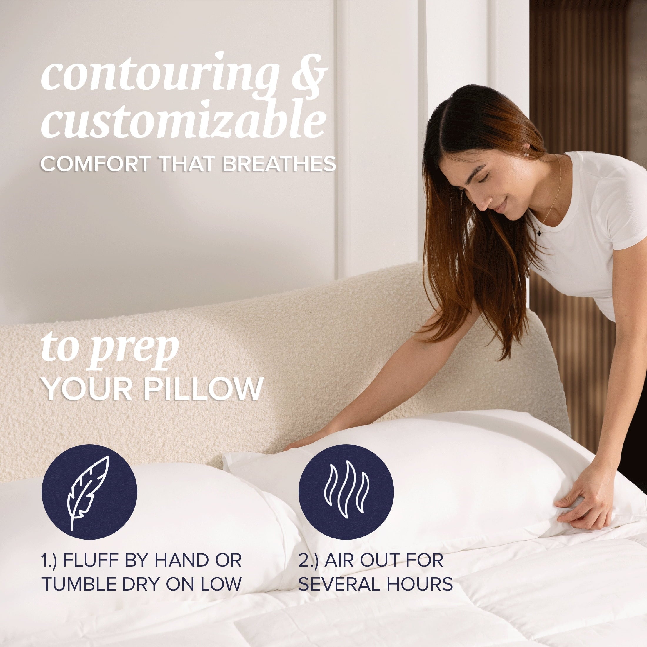 Decorative Plump Customizable Memory Foam Queen Pillow 1Pack, Adult - Decorative Throw Pillow Cushion for Sofa & Bed Detail