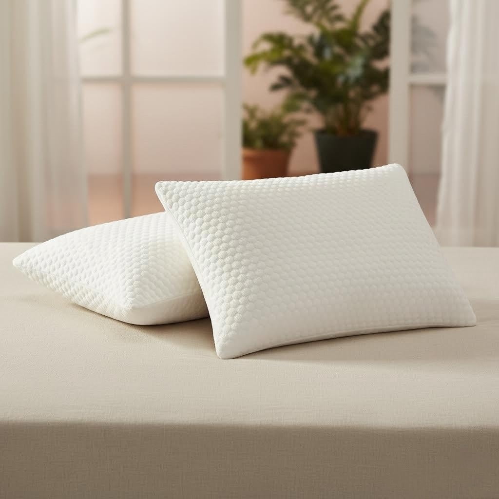 Ergonomic Memory Foam Queen Size Latex Pillow (2 Pack) Shredded Natural Latex Cooling Bed Pillows for Side & Back Sleepers, Medium Firm Sup... - Orthopedic Shredded Foam Bed Pillow Set Detail