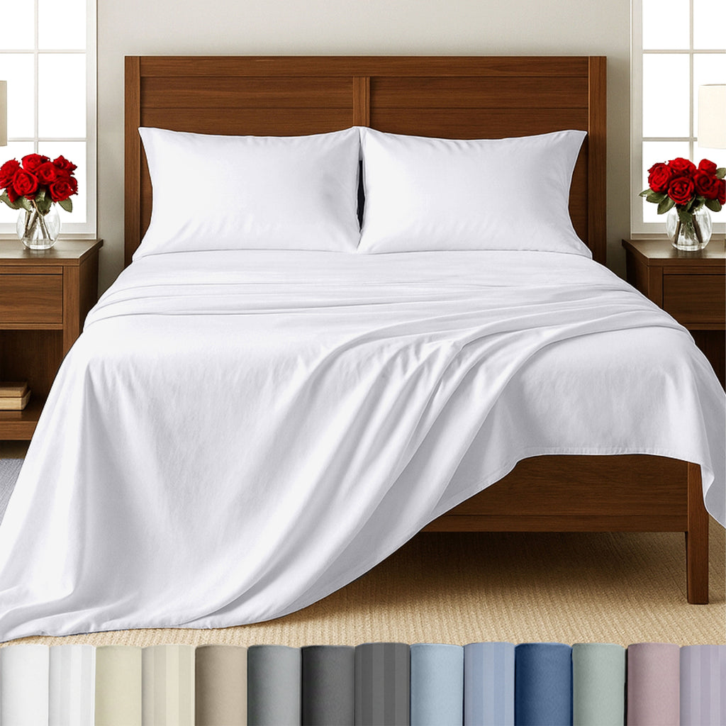 Premium Egyptian Cotton 500-Thread-Count 100% Cotton Sheet White Queen-Sheets Set, 4-Piece Extra Long-Staple Combed Cotton Bedding Sheets for... - Luxury Bed Sheet Set with Deep Pockets - Default Title