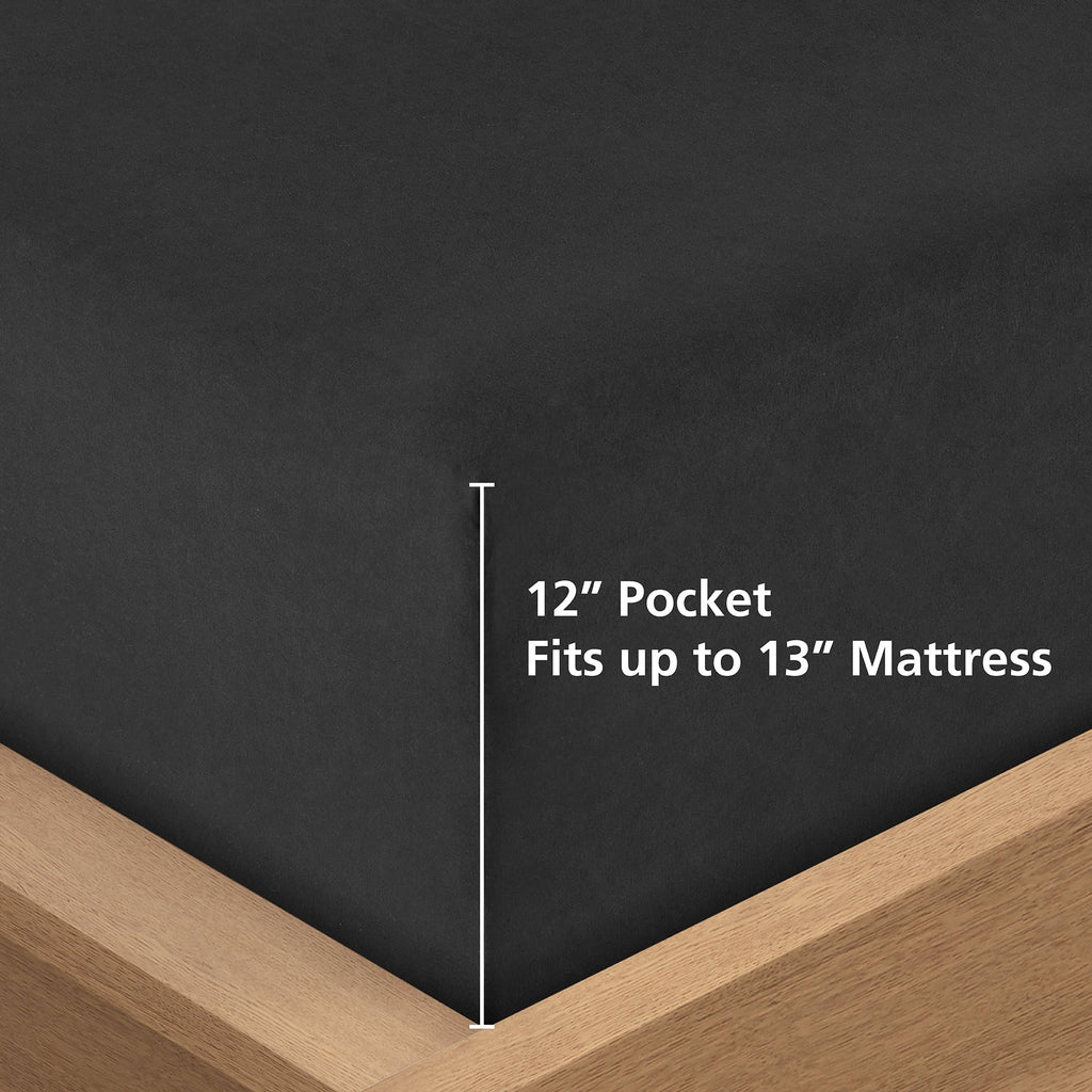 Fluffy Down Alternative All in One Down Alt Reversible Comforter and Sheet set- 5 Piece, Twin, Black - All-Season Down Alternative Comforter Insert Detail