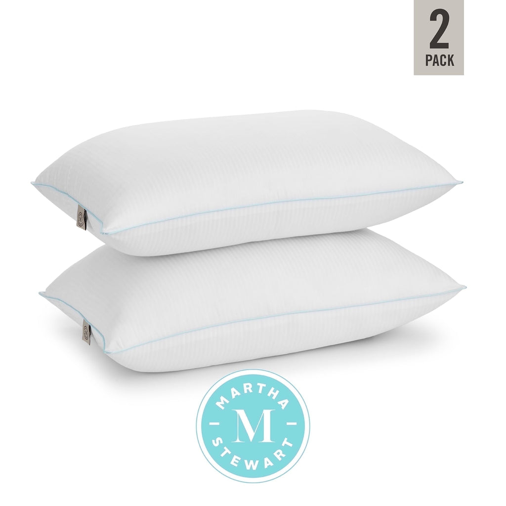 Ergonomic Memory Foam Classic Stripe Bed Pillows Standard / Queen Size Set Of 2, Enhanced Loft Plush Pillow for All Sleep Positions, 20" x ... - Orthopedic Shredded Foam Bed Pillow Set Detail