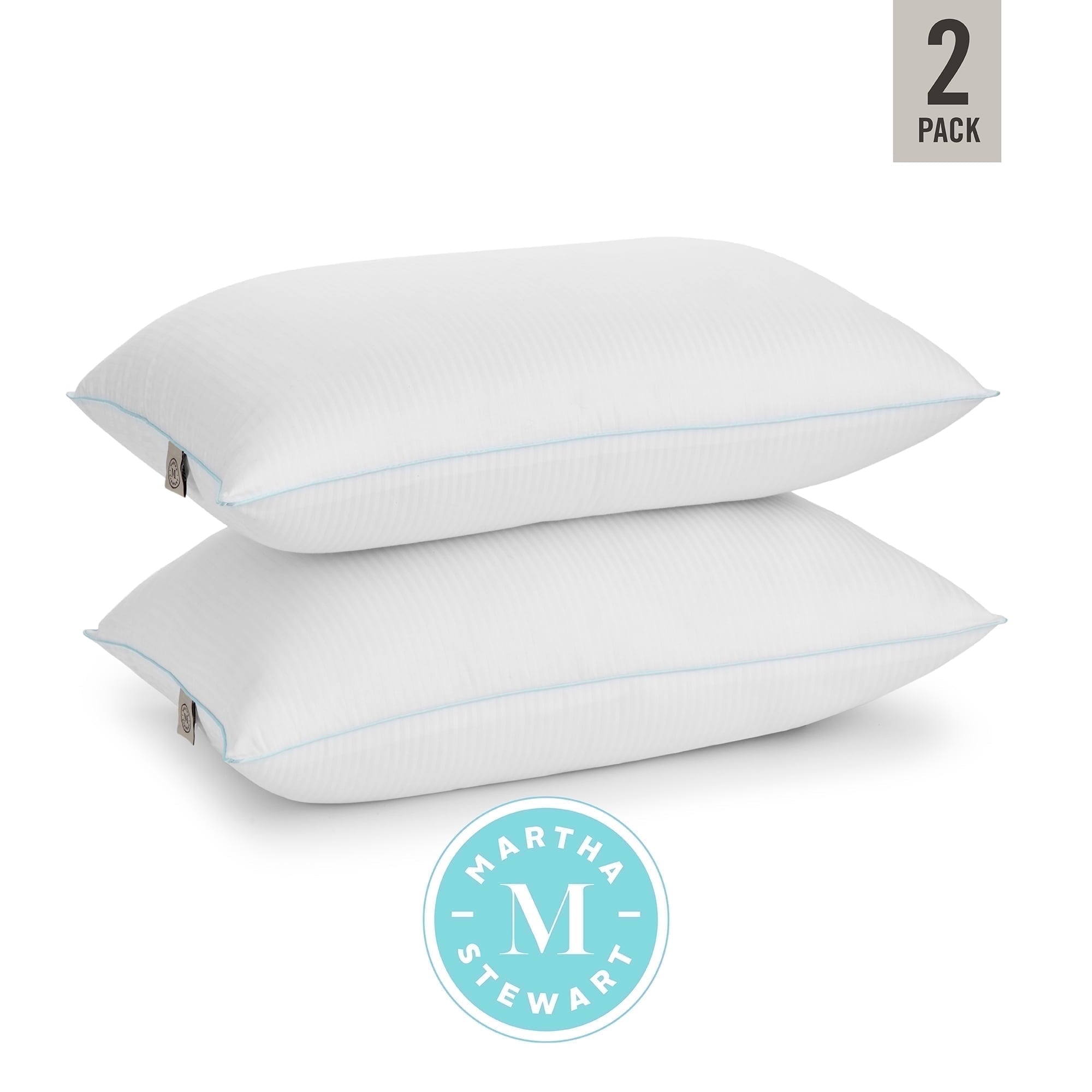 Ergonomic Memory Foam Classic Stripe Bed Pillows Standard / Queen Size Set Of 2, Enhanced Loft Plush Pillow for All Sleep Positions, 20" x ... - Orthopedic Shredded Foam Bed Pillow Set Detail