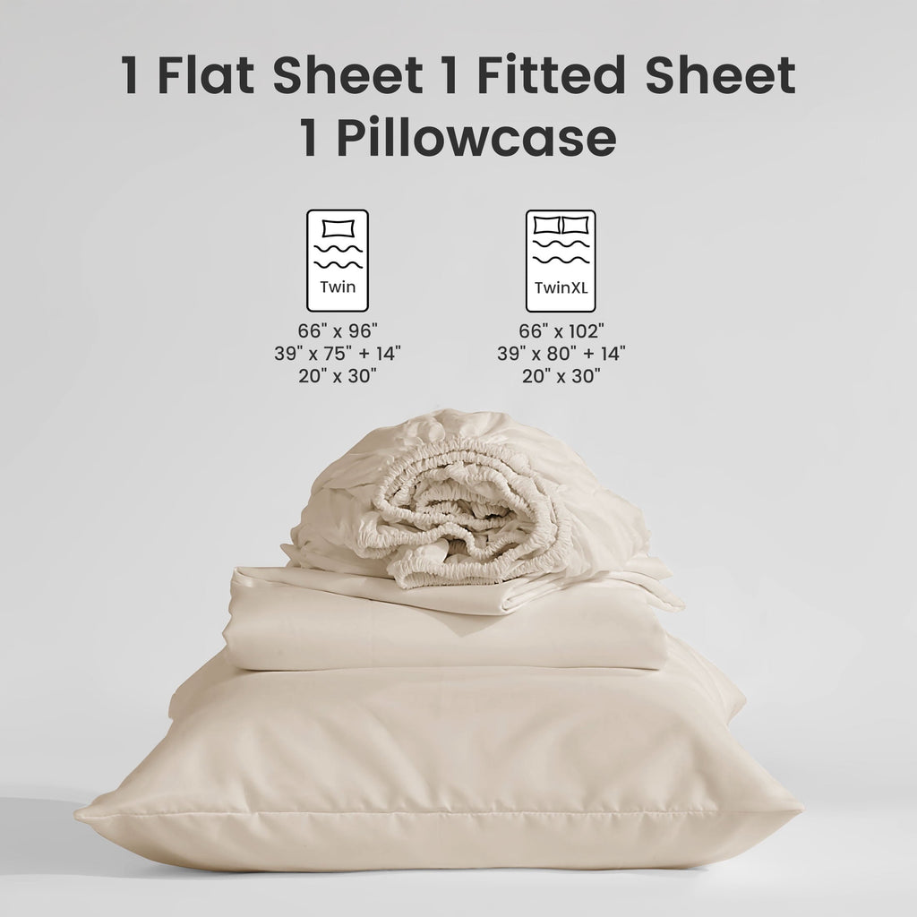 Breathable Luxury Bed Sheet Sets,Ultra Soft Breathable Luxury 4 Piece, (Beige, Queen) - Cooling Hotel Quality Bedding Sheets and Pillowcases Detail