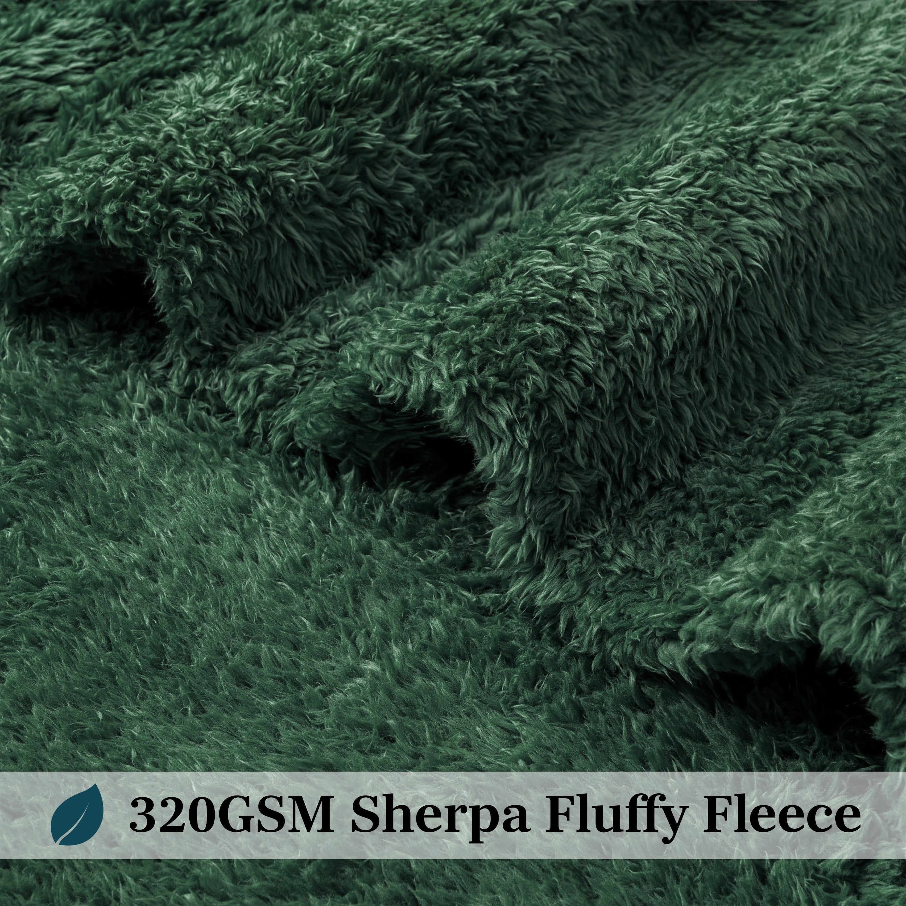 Cozy Fleece Sherpa Throw Blanket For Couch Sofa, Emerald Green Fluffy Warm Plush Blanket for Bed, Cozy Super Soft Lightweight Thr... - Cozy Fleece Throw Blanket for Couch & Bed Detail