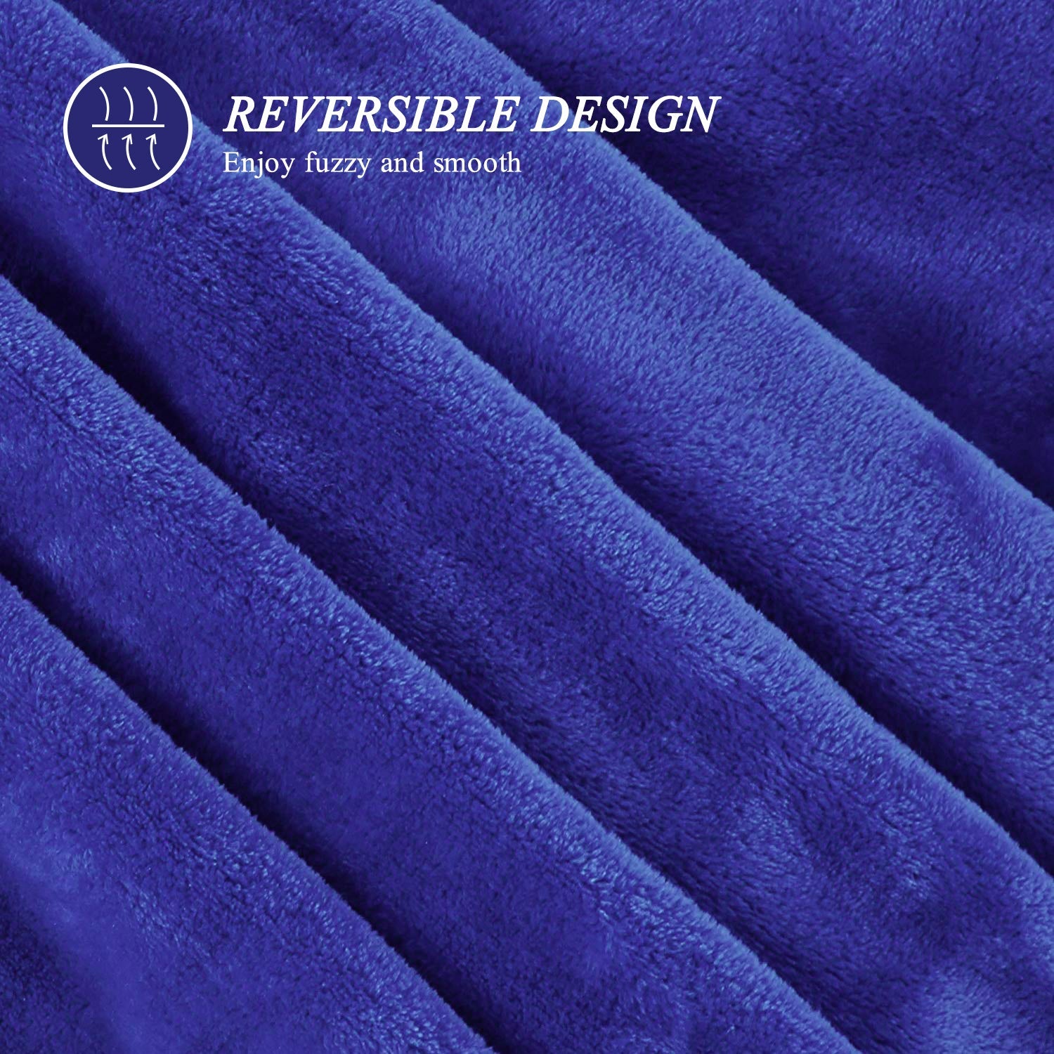 Reversible Sherpa Large Navy Fleece Throw Blankets, Throw Size Soft Fuzzy Blanket for Women Men and s, All Season Lightweight Microfibe... - Lightweight Plush Warm Blanket for All Seasons Detail