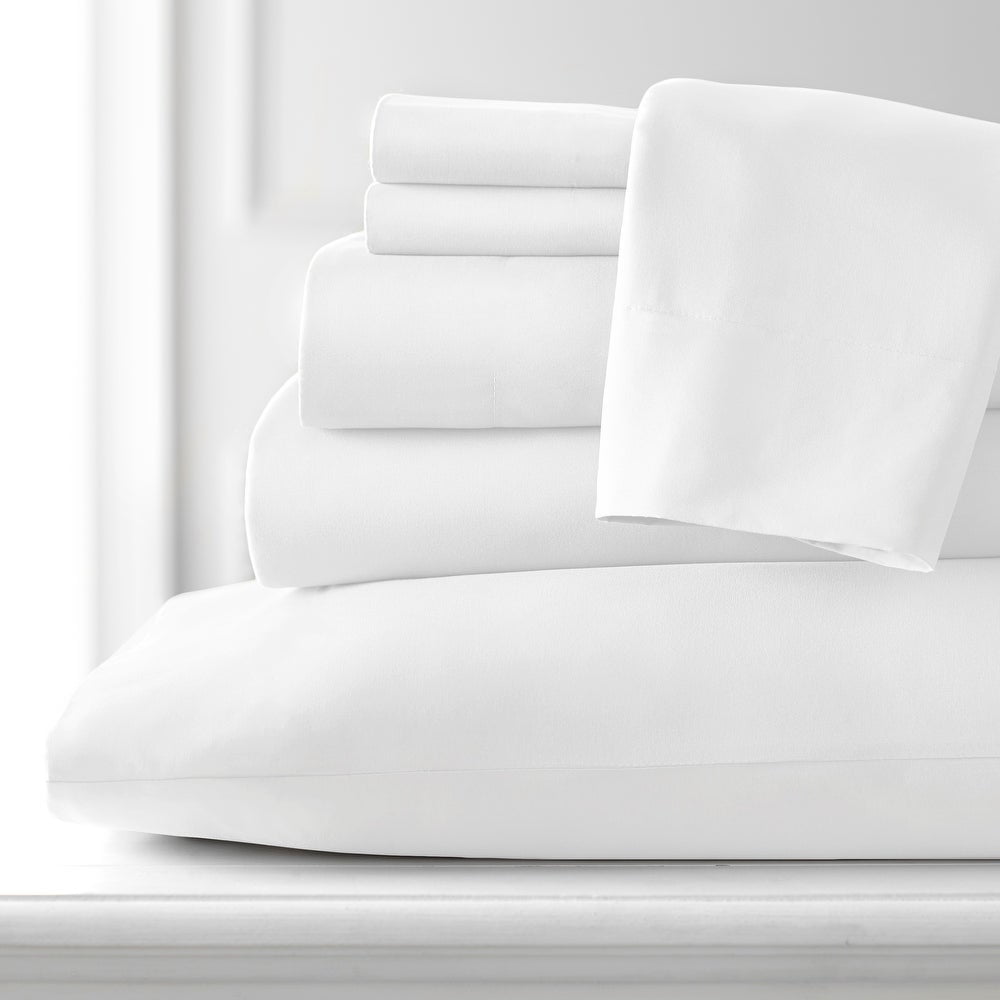 Wrinkle-Resistant Hotel Collection Rayon derived - 6 Piece, Queen, White - Luxury Bed Sheet Set with Deep Pockets Detail