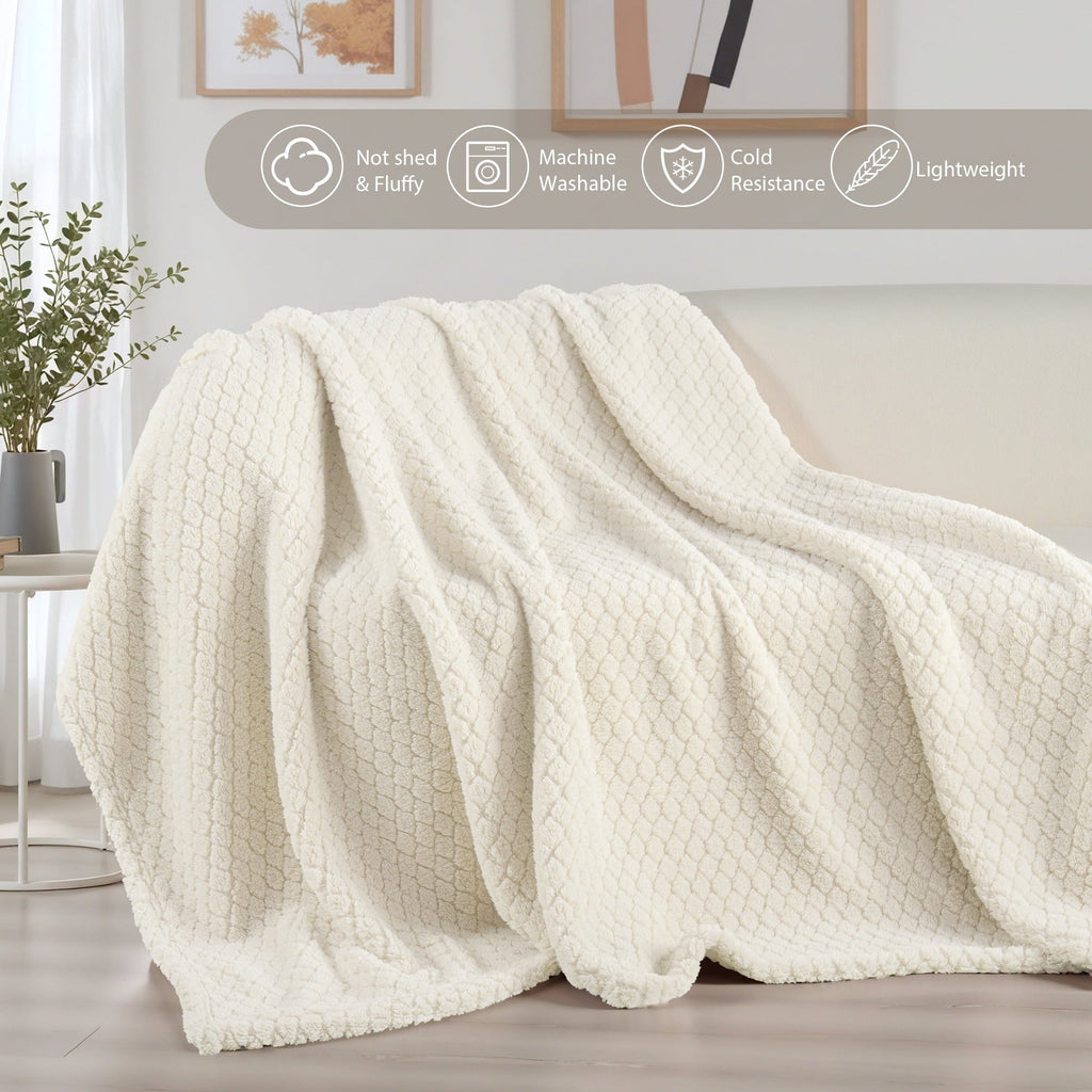 Super Soft Flannel Fleece Throw Blanket for Couch, Super Soft Jacquard Bed Blanket, Lightweight Fuzzy Warm for All Seasons, 50x60 Inches... - Super Soft Reversible Sherpa Flannel Blanket Detail