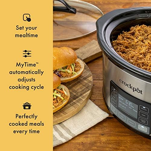 Oval Ceramic Crock-Pot MyTime 6 Quart Programmable Slow Cooker S08D - Large Capacity Electric Stew Pot & Slow Cooker Detail