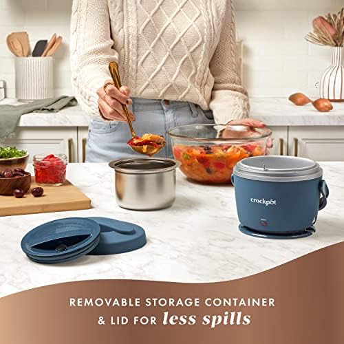 Mini Personal Crock-Pot Electric Lunch Box Food Warmer 20oz – Faded Blue S22V - Leak-Proof Heated Bento Box Lunch Warmer Detail