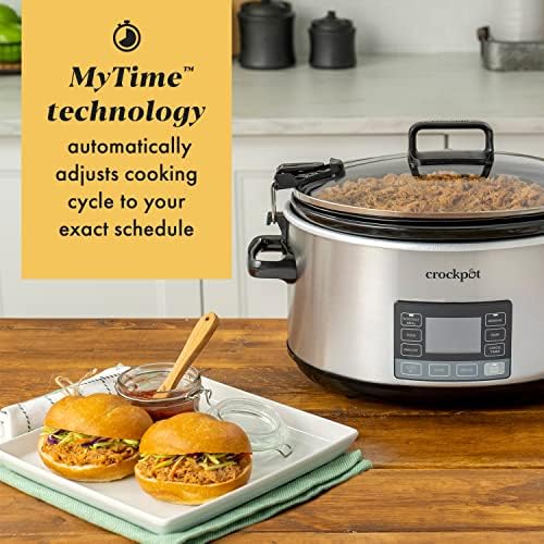 Oval Ceramic Crock-Pot 7 Quart Portable Programmable Slow Cooker with Timer S27U - Stainless Steel Slow Cooker with Locking Lid Detail