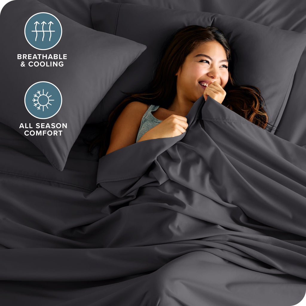 Premium Egyptian Cotton Luxury Bed Sheet Set- 6 Piece - Queen, Gray - Luxury Bed Sheet Set with Deep Pockets Detail
