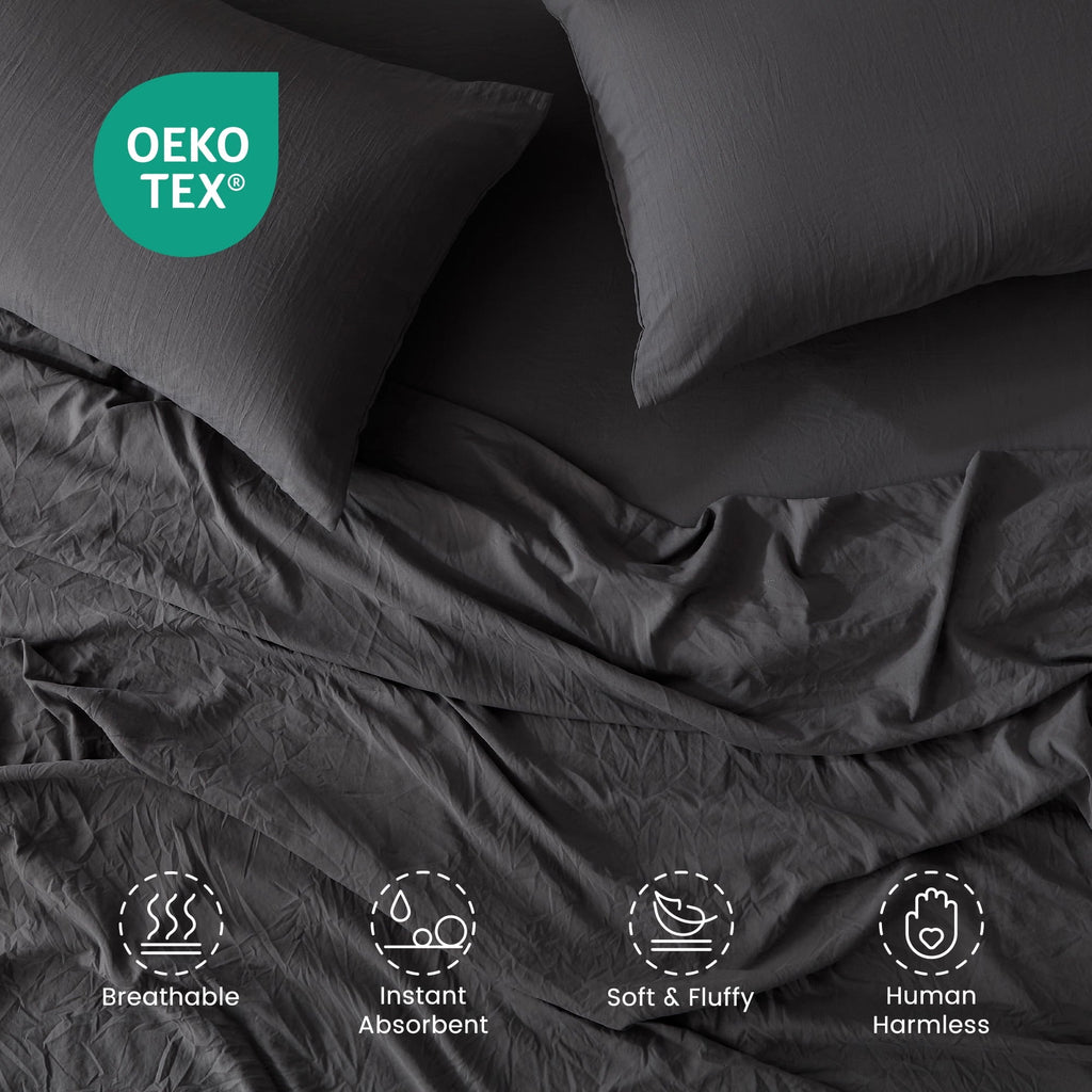 Breathable Luxury Bed Sheets - Full Size Bed Sheets - Washed Microfiber - 4 Piece Hotel Luxury Bedding Sheets with Fitted Sheet, Flat S... - Luxury Bed Sheet Set with Deep Pockets Detail