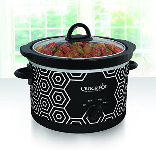 Programmable Crock-Pot 4.5 Quart Portable Slow Cooker – Black & White S11W - Programmable Slow Cooker with Oval Ceramic Pot Detail