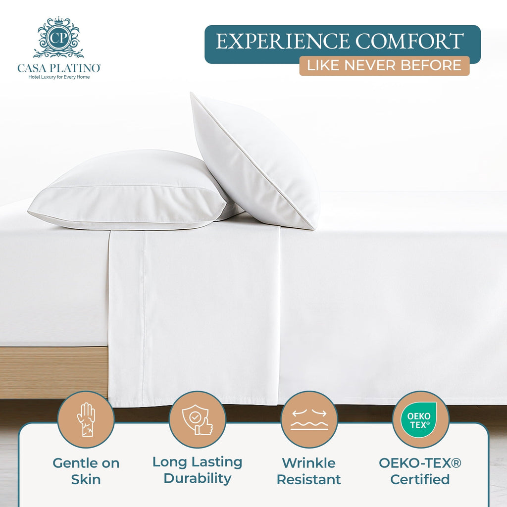 Ultra-Soft Bed Sheets Set – 6 Piece, 600 Thread Count, 100% Cotton Sheets, Hotel Luxury Sateen Finish, 15" Deep Pocket, Easy to ... - Premium Ultra-Soft Pillowcase Pair for Sleeping Detail