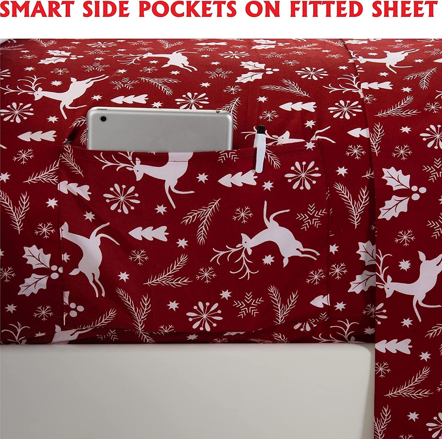 Breathable Luxury Luxury Soft Bed Sheets Holiday Pattern 1500 Thread Count Percale Egyptian Quality Softness Wrinkle and Fade Resistant... - Premium Ultra-Soft Pillowcase Pair for Sleeping Detail