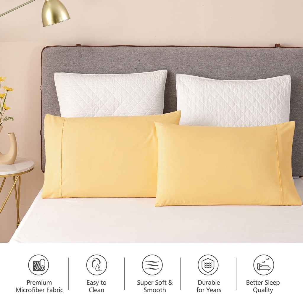 Hotel Collection Solid Print Pillow Cases, King, Beige, 2-Pieces - Ergonomic Memory Foam Pillow for Neck Pain Support Detail