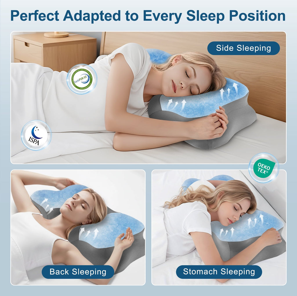 Ergonomic Memory Foam Memory Foam Cervical Pillow for Sleeping Support - Orthopedic Bed Pillow for Neck, Shoulder Pain Relief, Adults, Side... - Hotel Quality Plush Sleeping Pillows Detail