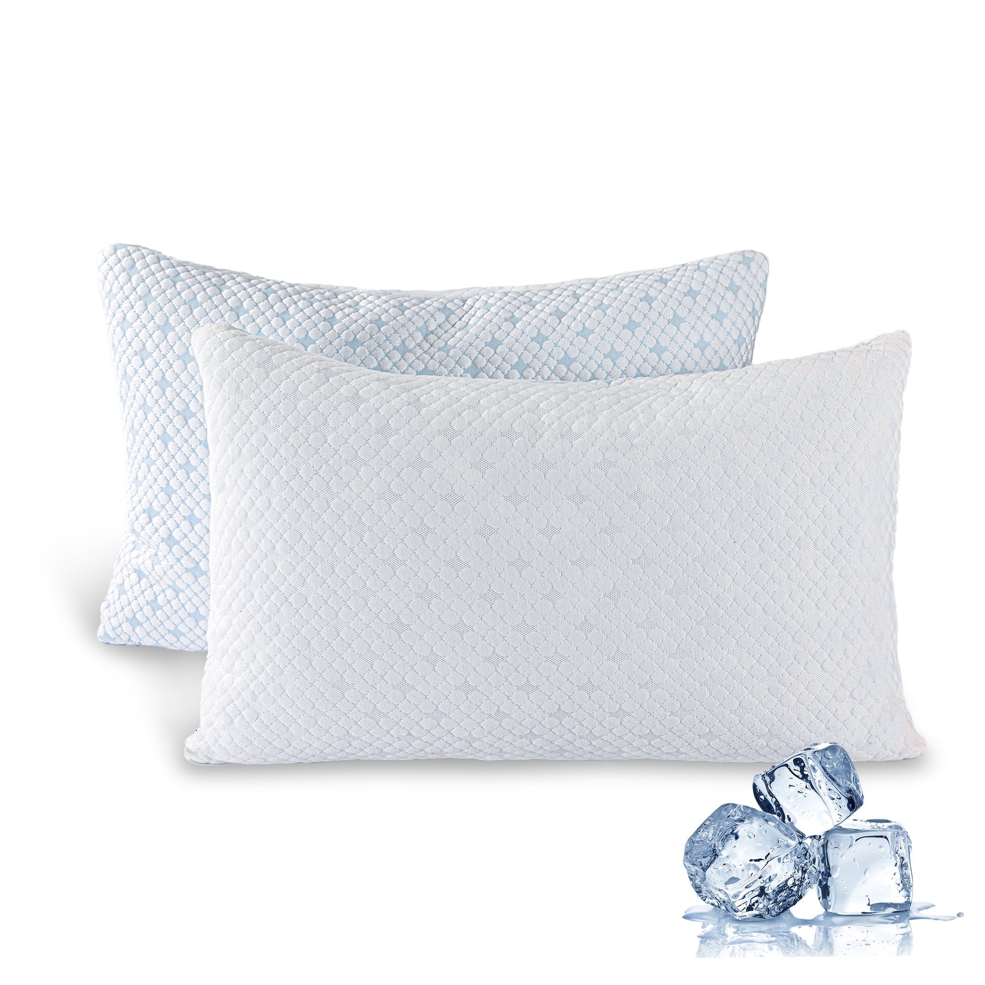 Decorative Plump 2-Pack Adjustable Cooling Bed Pillows, Shredded Memory Foam Pillows Set of 2, Standard Queen, Dual Sides - Ergonomic Memory Foam Pillow for Neck Pain Support Detail