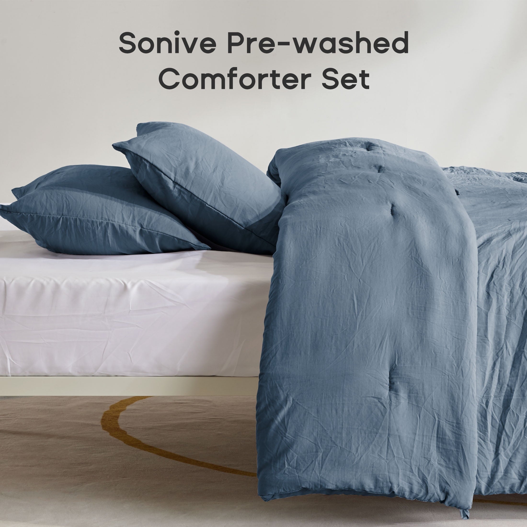 Luxurious Quilted Washed Comforter Sets Queen 3 Piece, Soft and Cozy, Fluffy Microfiber Fill, Washed Textured Wrinkled Design (Flint St... - Luxurious Quilted Duvet Cover Set Detail