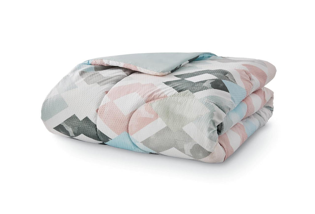 Fluffy Down Alternative Reversible Marble Diamond 8-Piece Bed in a Bag Bedding Set, Twin/Twin XL - Hypoallergenic Ultra-Fluffy Quilt for Winter Detail
