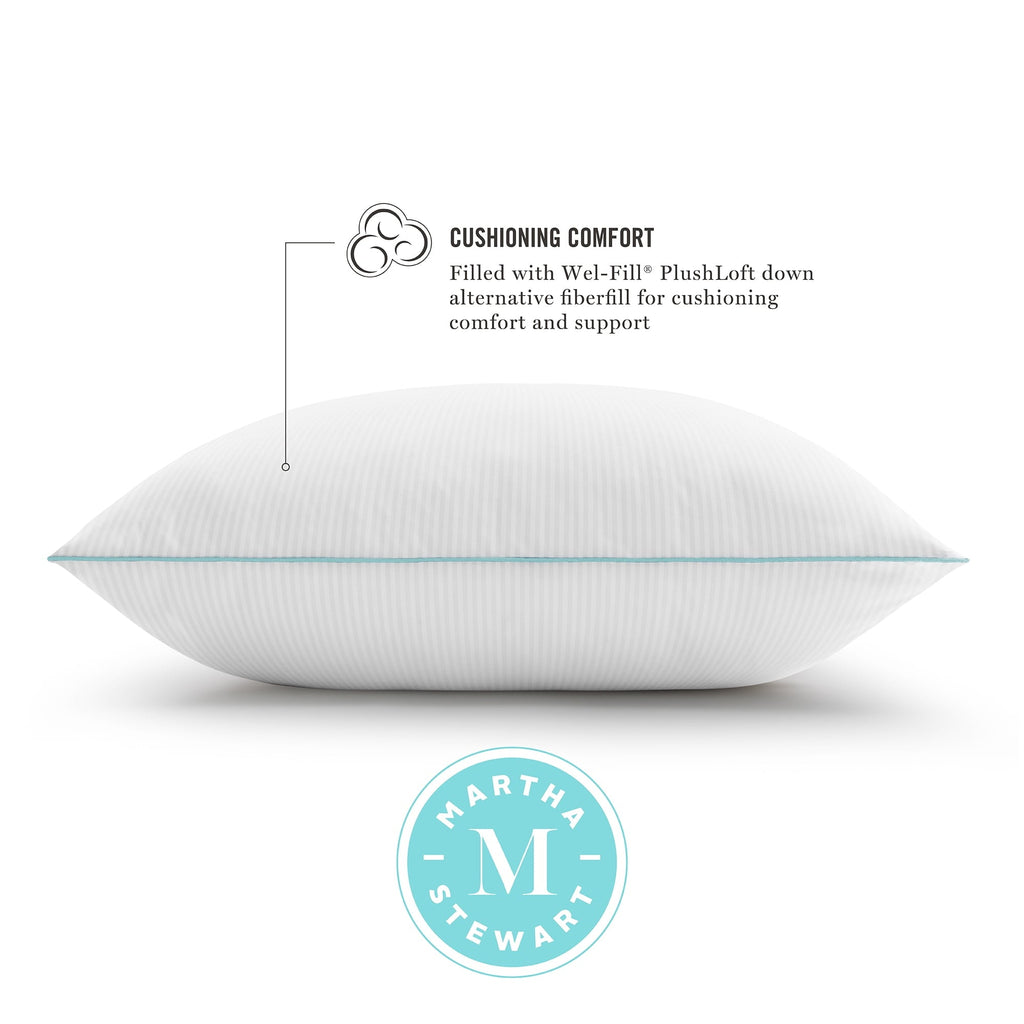 Ergonomic Memory Foam Classic Stripe Bed Pillows Standard / Queen Size Set Of 2, Enhanced Loft Plush Pillow for All Sleep Positions, 20" x ... - Orthopedic Shredded Foam Bed Pillow Set Detail