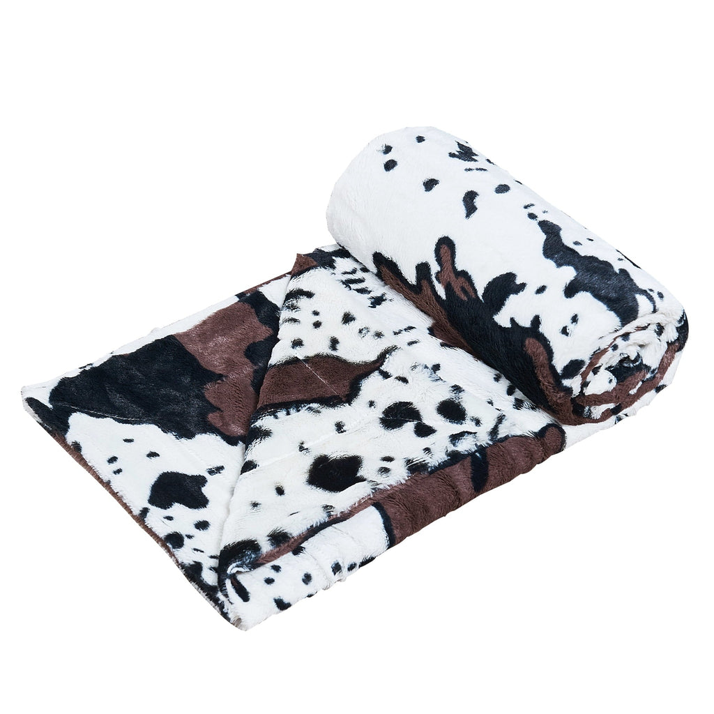 Cozy Fleece Cow Print Double Sided Faux Fur Throw Blanket, Soft Cozy Fuzzy Black and White Throw, 50x60 inches - Cozy Fleece Throw Blanket for Couch & Bed Detail