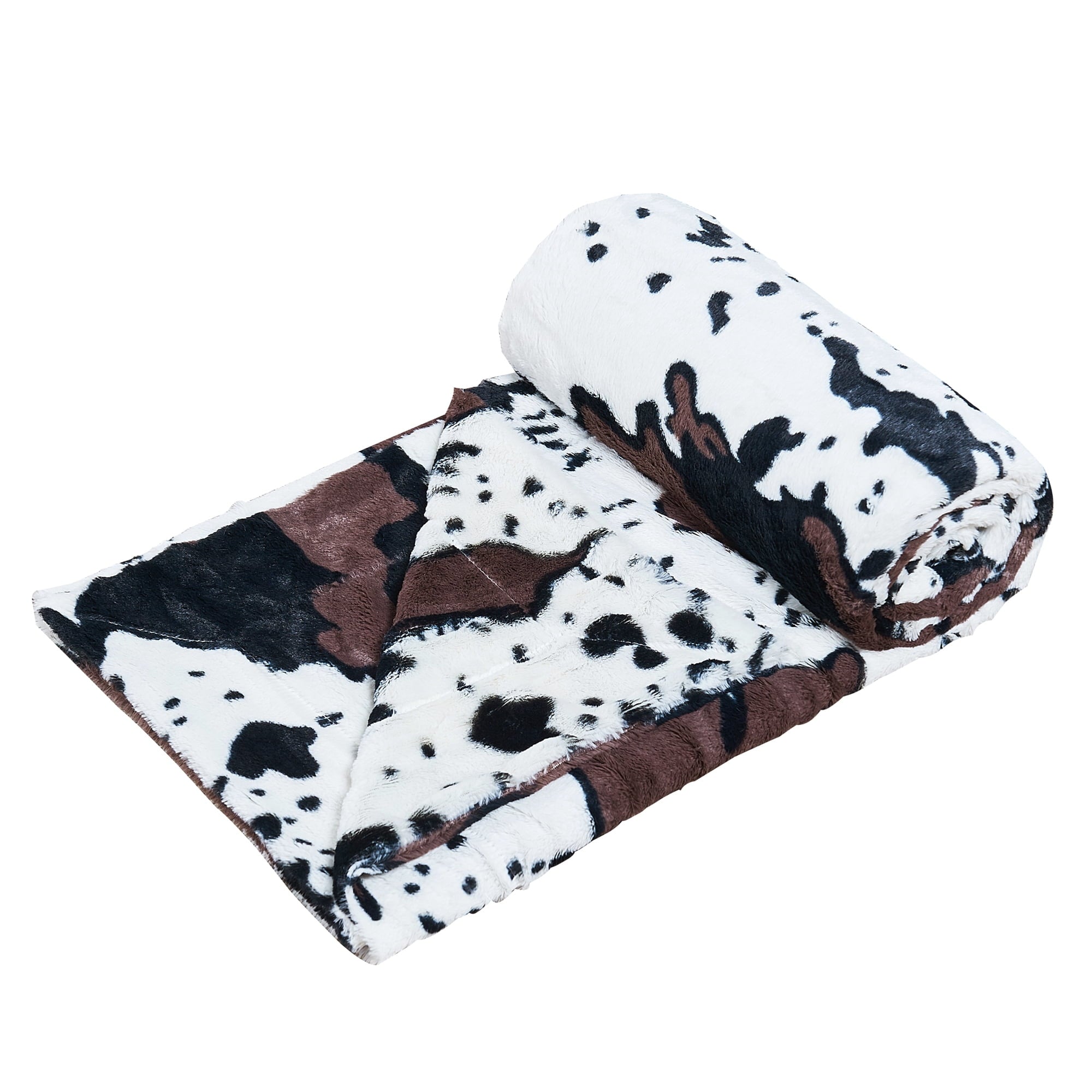 Cozy Fleece Cow Print Double Sided Faux Fur Throw Blanket, Soft Cozy Fuzzy Black and White Throw, 50x60 inches - Cozy Fleece Throw Blanket for Couch & Bed Detail