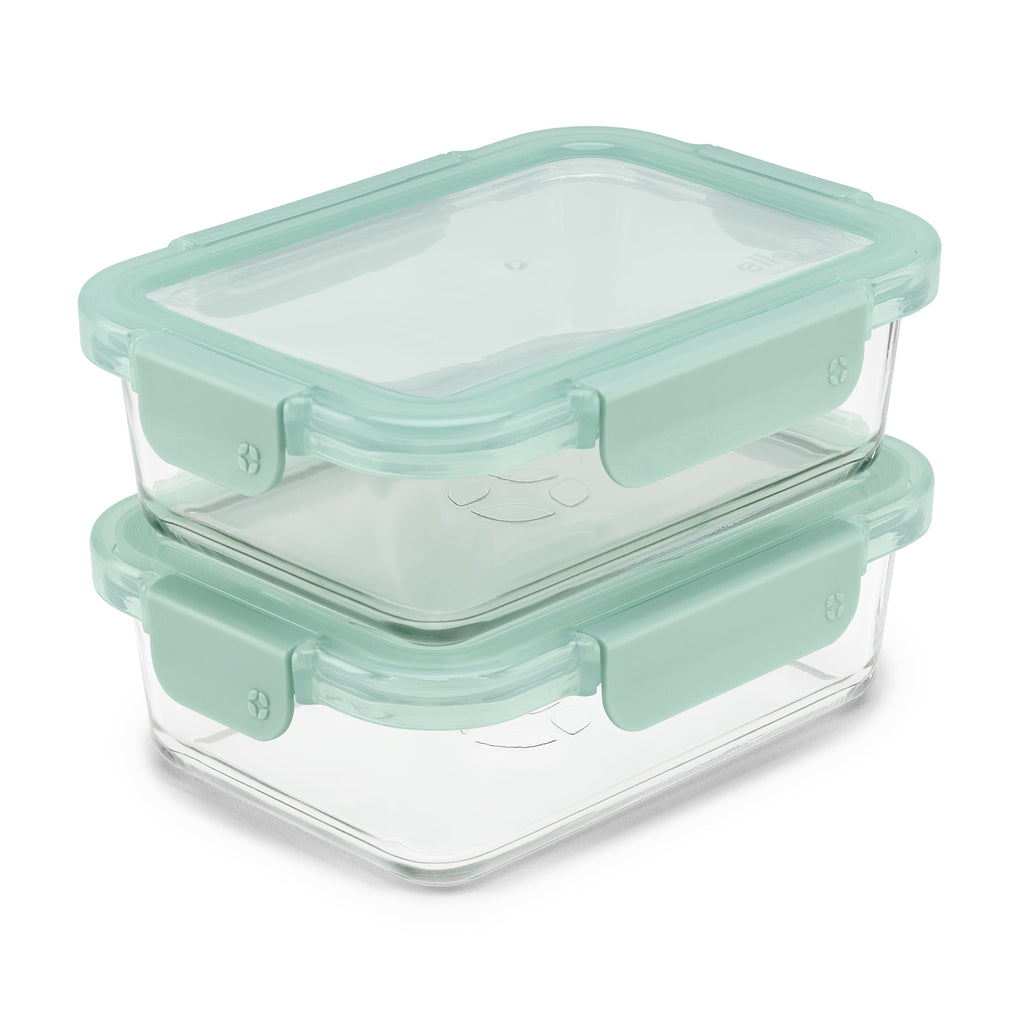 Whimsical Doughnut 3.4 Cup 2 Pack Glass Meal Prep Containers with Locking Lids - Playful Star & Heart Shaped Geometric NeeDoh Detail