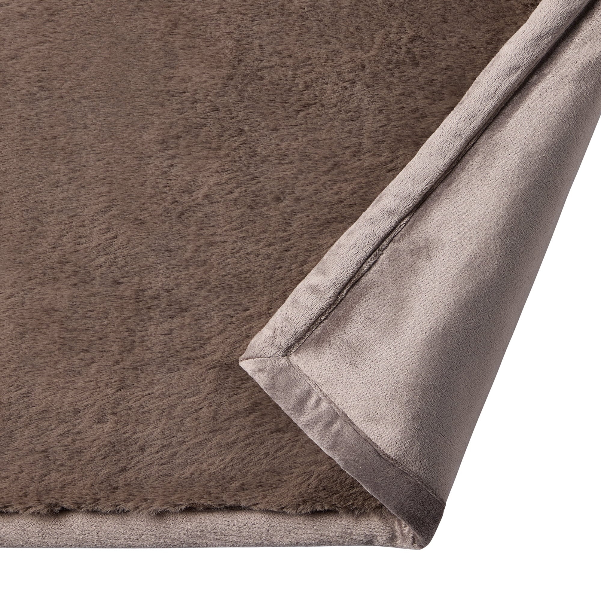 Super Soft Flannel Grey Faux Fur Ultra Soft Luxury Oversized Throw Blanket 50" x 72", Grey Bisque - Luxury Knitted Decorative Throw Blanket with Fringes Detail