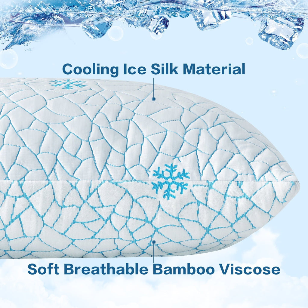 Orthopedic Support Cooling Memory Foam Queen Pillows Set of 2,Adjustable Support & Heat Dissipation Tech for Side,Back,Stomach & Hot Sle... - Decorative Throw Pillow Cushion for Sofa & Bed Detail